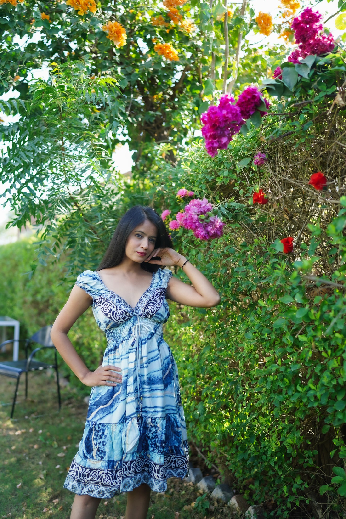 Light Blue Fusion Short Dress