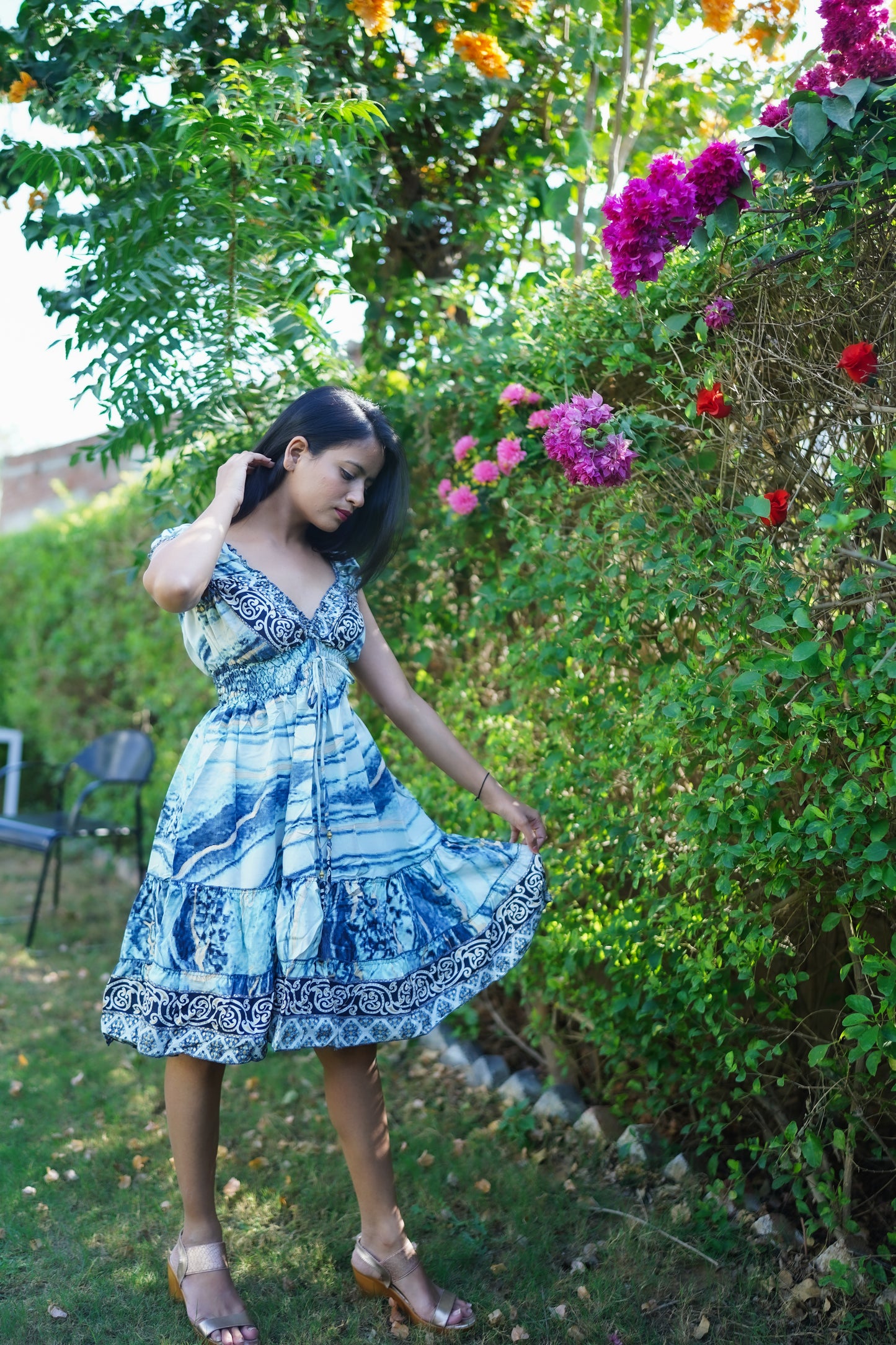 Light Blue Fusion Short Dress