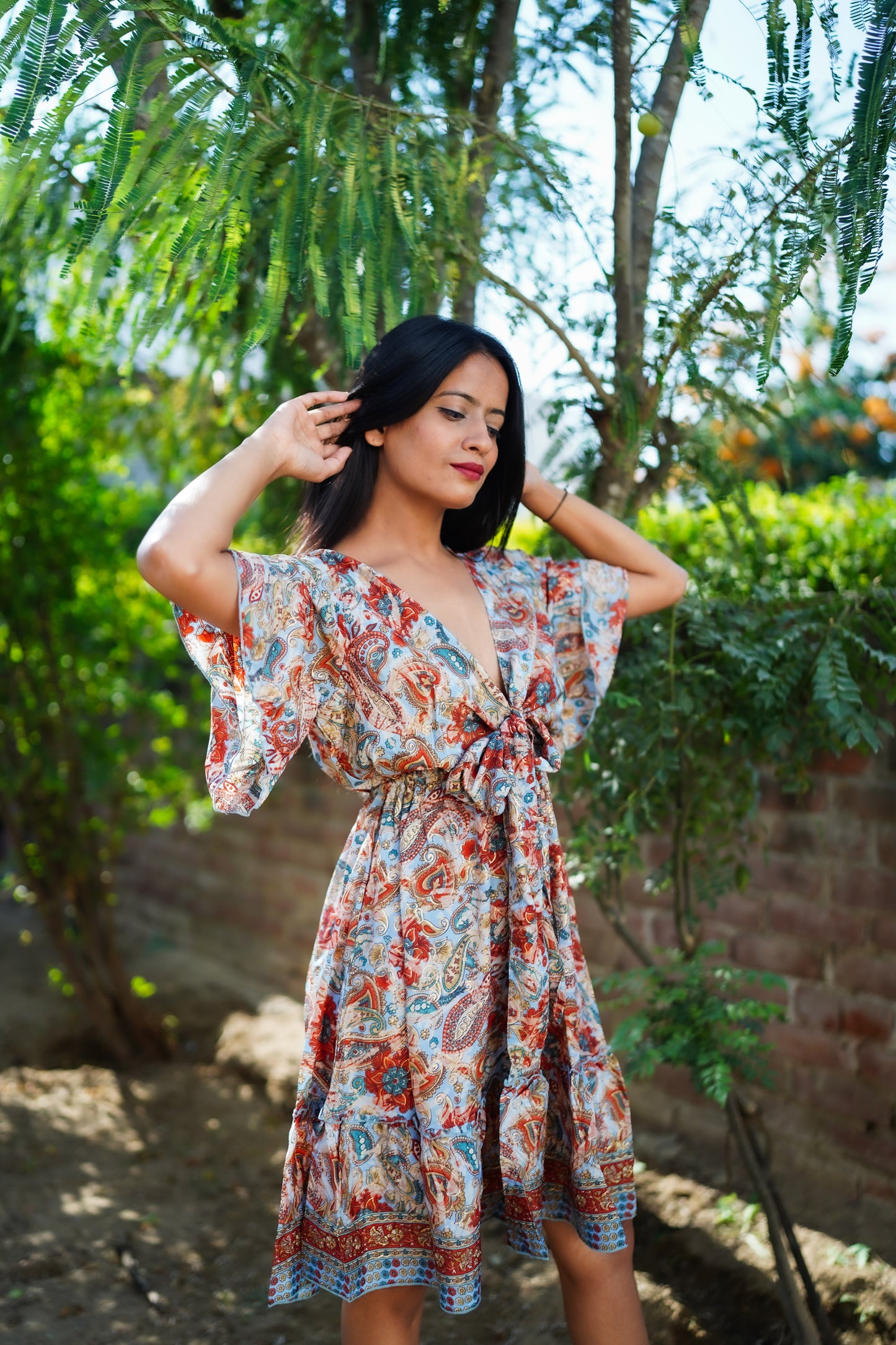 Grey & Orange Short Dress