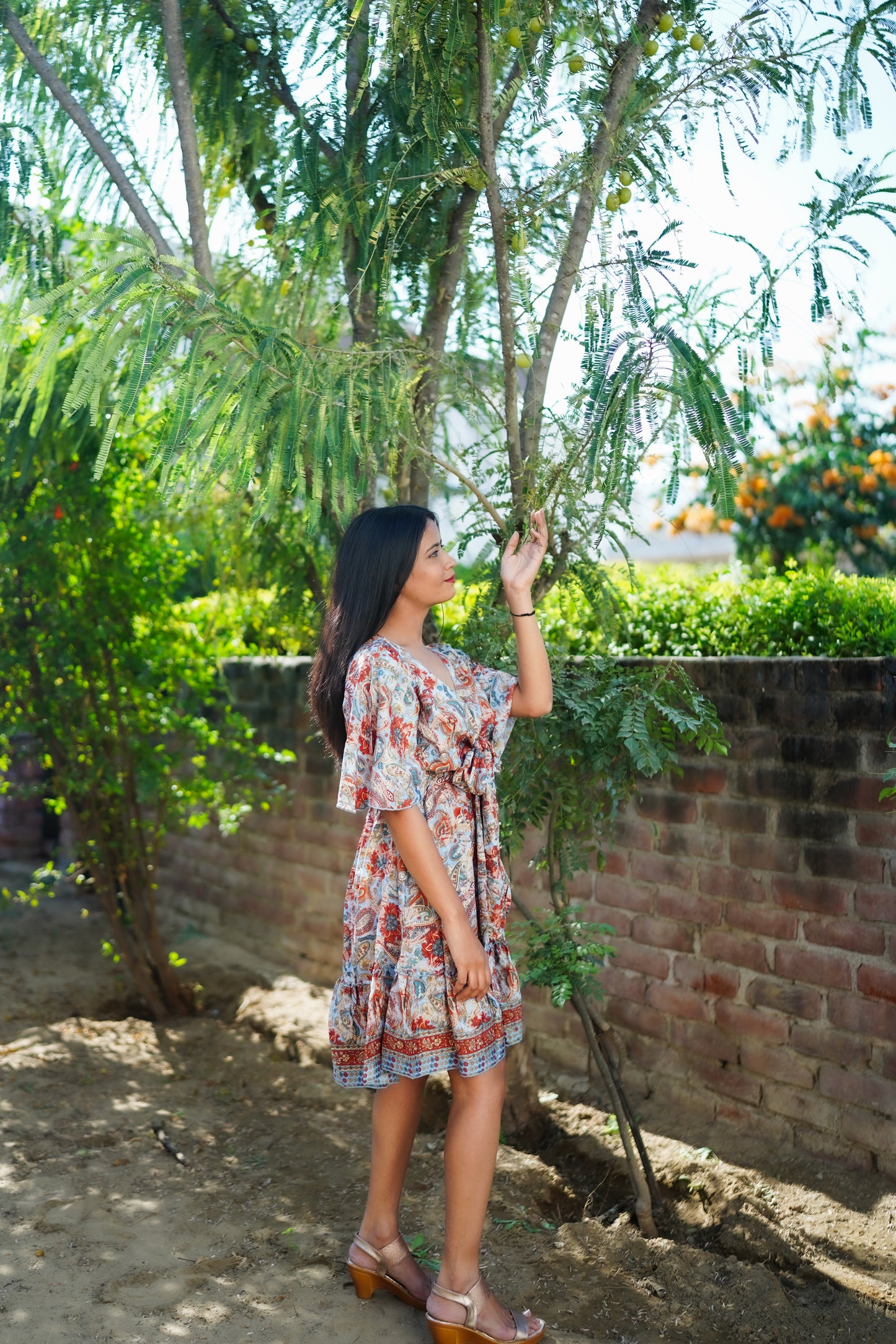 Grey & Orange Short Dress