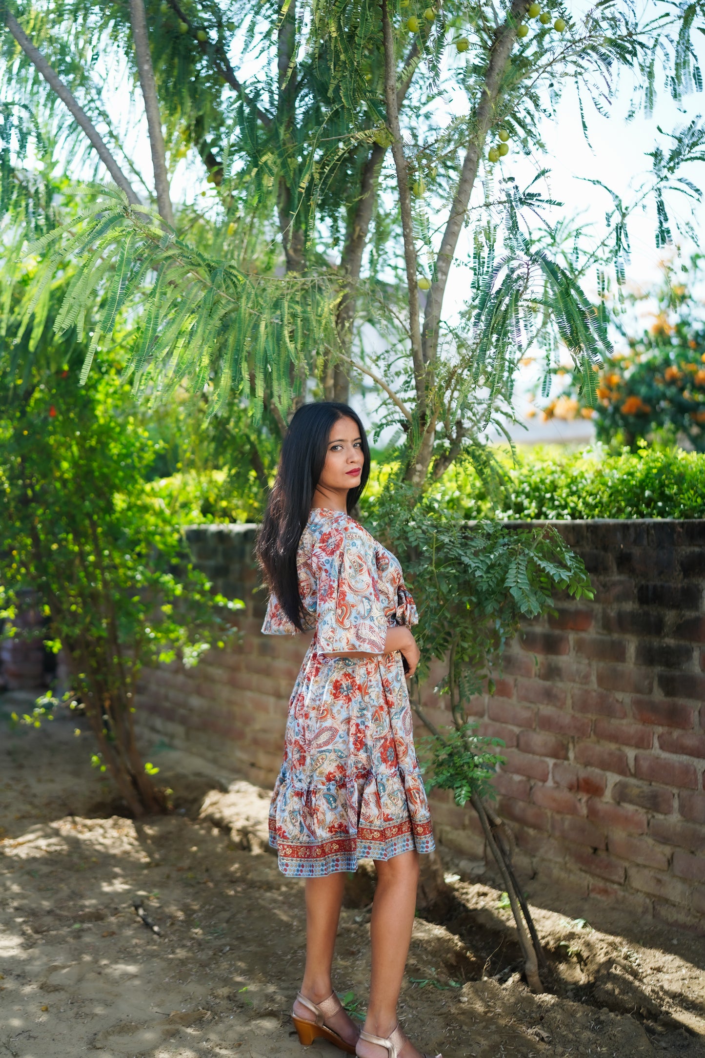 Grey & Orange Short Dress