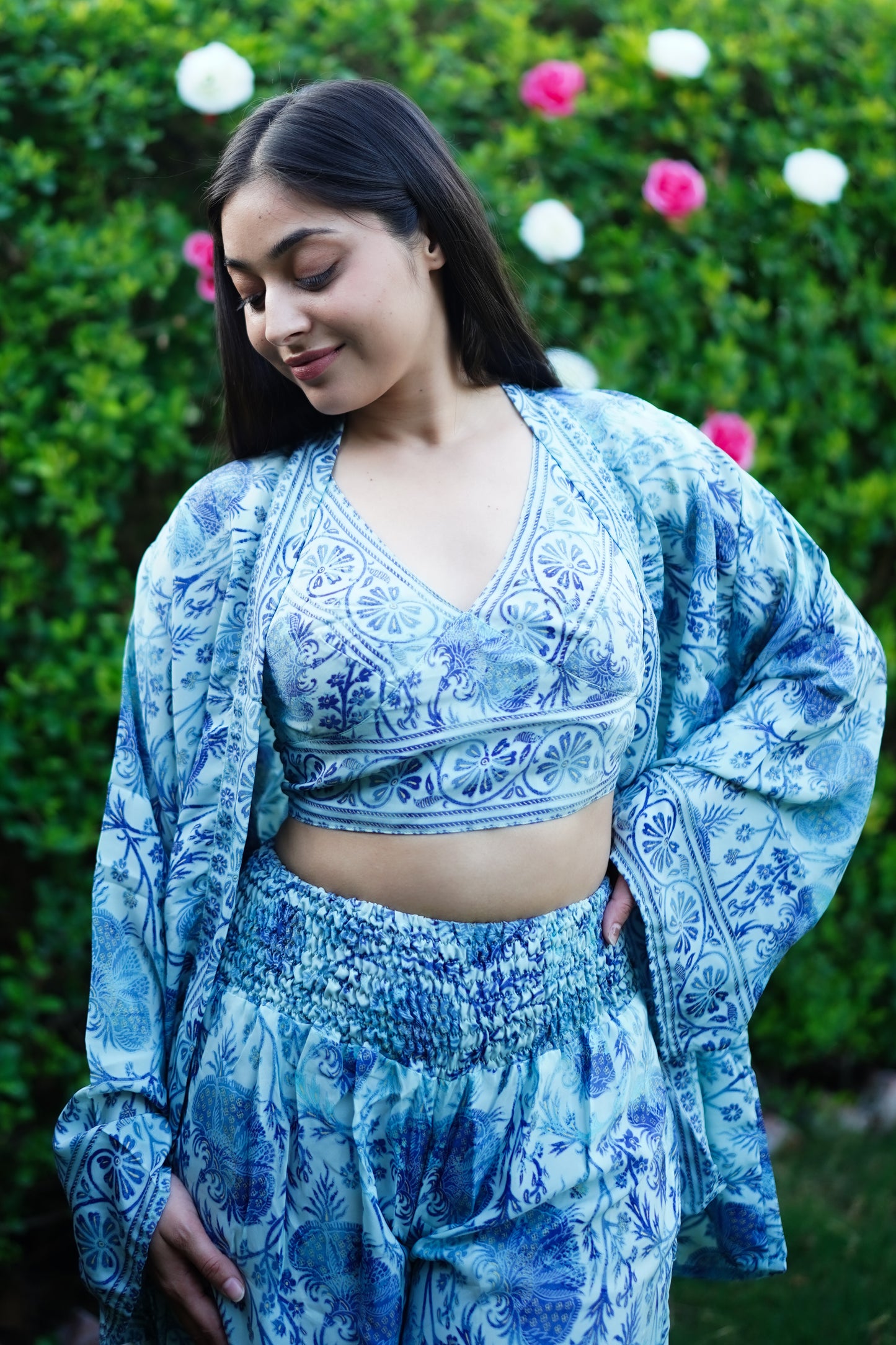 Blue Three Piece Parallel Co-ord Set