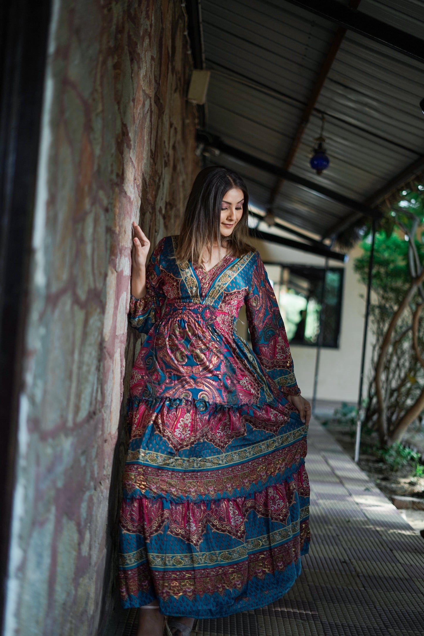 Exotic Blue & Pink Summer Dress